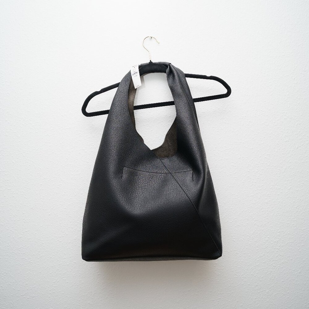 Banana Republic Black Luxurious Vegan Leather Slouchy Tote